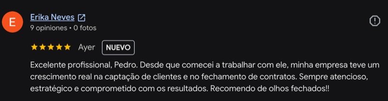 Avaliação no Google — Erika, empresária